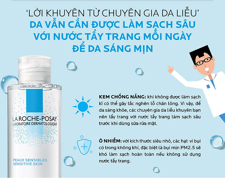 Nước Tẩy Trang La Roche-Posay Micellar Water Ultra Sensitive Skin phù hợp sử dụng hằng ngày để làm sạch sâu da