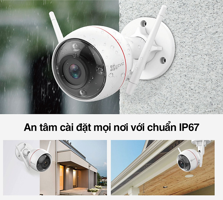 Camera EZVIZ C3W CS-CV310 (Color Night Vision) 2.0 Megapixel, ghi hình màu  ban đêm, âm thanh 2 chiều, đèn và còi báo động | Tiki