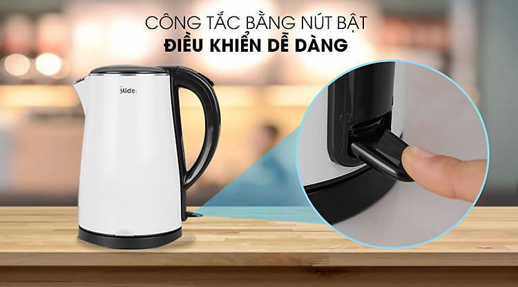 Công tắc dễ sử dụng - Ấm đun siêu tốc Midea 1.7 lít MK-17DS