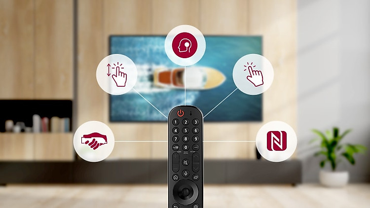 Các chức năng cốt lõi của điều khiển từ xa Magic Remote được hiển thị trong biểu đồ hình ảnh