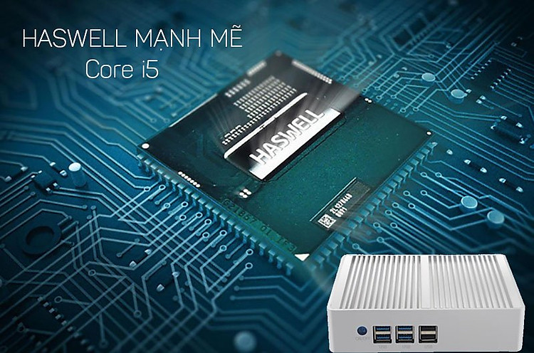 Mini PC máy tính chuẩn công nghiệp Aturos YC025 Core i5 4200U, RAM 8G, SSD M2 128G (Bạc)