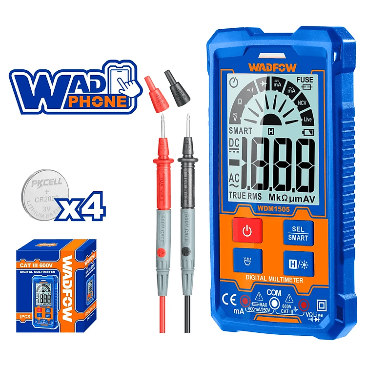 ĐỒNG HỒ VẠN NĂNG KỸ THUẬT SỐ 600V-2000 SỐ ĐẾM WADFOW WDM1505 - HÀNG CHÍNH HÃNG
