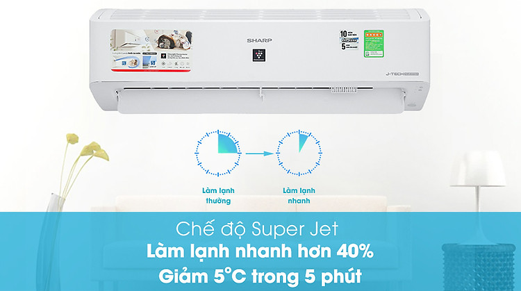 Làm lạnh nhanh - Máy lạnh Sharp Inverter 1.5 HP AH-XP13YMW