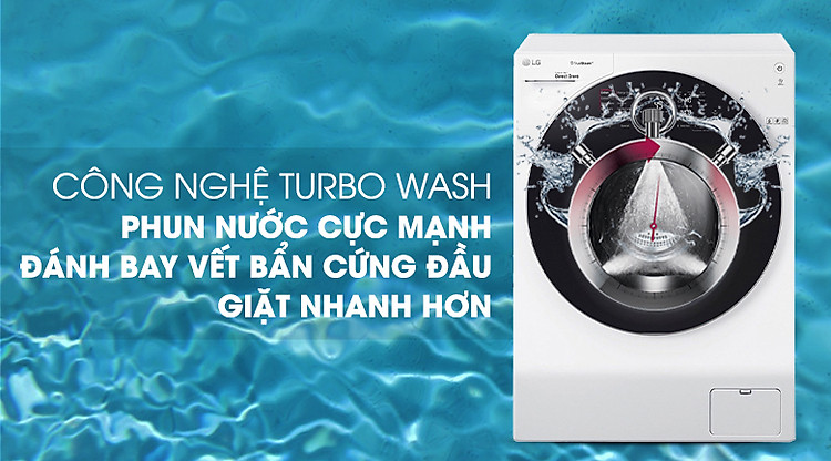 Công nghệ Turbo Wash - Máy giặt sấy LG Inverter 10.5 kg FG1405H3W1 Công nghệ Turbo Wash - Máy giặt sấy LG Inverter 10.5 kg FG1405H3W1