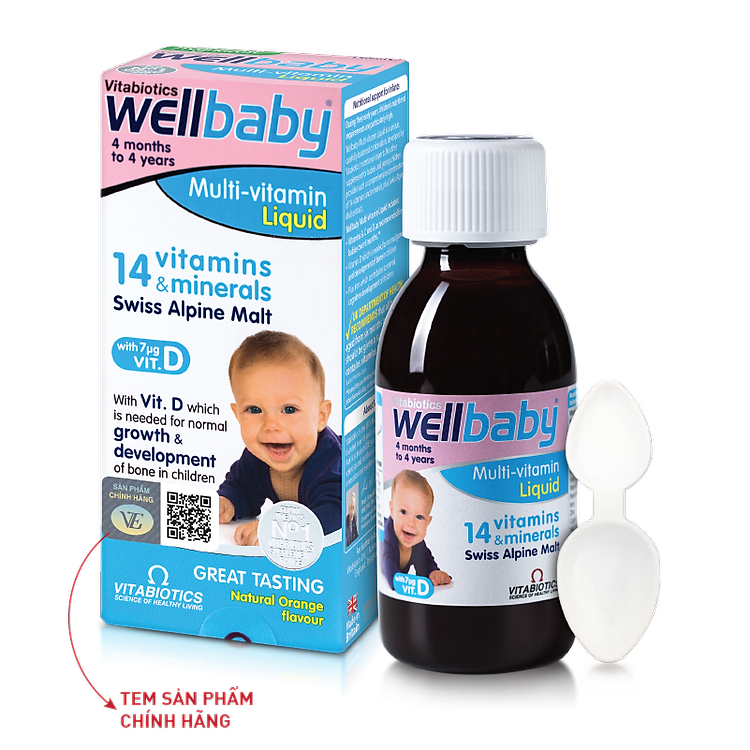 thực phẩm bảo vệ sức khỏe wellbaby multi-vitamin liquid - hỗ trợ nâng cao sức đề kháng - hàng chính hãng - có tem chính hãng - chai 150 ml - kèm quà tặng 3