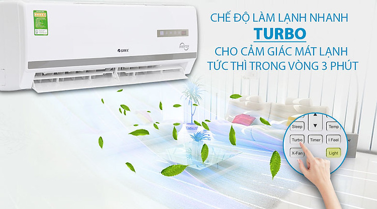 công nghệ làm lạnh nhanh Turbo - Máy lạnh Gree Inverter 1.5 HPGWC12WA-K3D9B7I