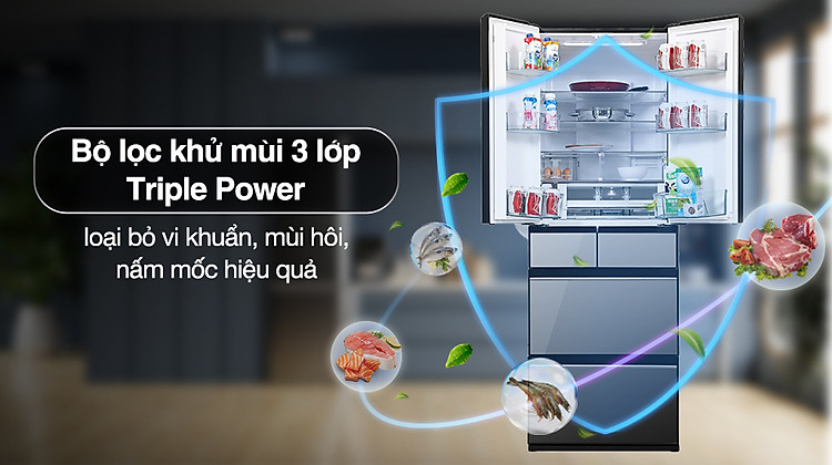 Tủ lạnh Hitachi Inverter 540 lít R-HW540RV(X) - Công nghệ kháng khuẩn khử mùi