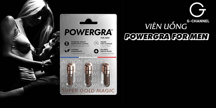 Viên uống tăng kích thước, kéo dài thời gian Powergra For Men (Super Gold Magic) - Vỉ 3 viên