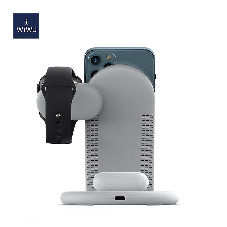 Đế sạc nhanh không dây 15W 3 in 1 hiệu WIWU Power Air Wireless Station