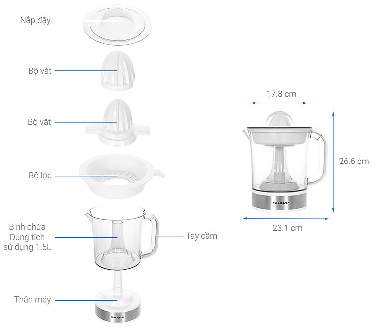 Máy vắt cam Sharp 40W EJ-J415-WH