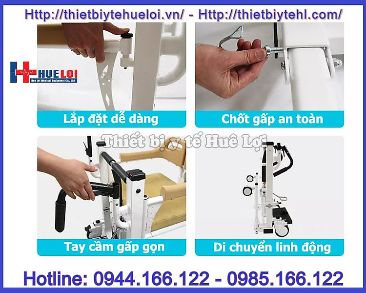 Xe lăn di chuyển bệnh nhân nâng hạ bằng pittong