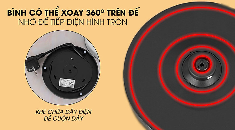 Đế tiếp điện Strix cao cấp - Ấm đun siêu tốc Midea 1.7 lít MK-17DS