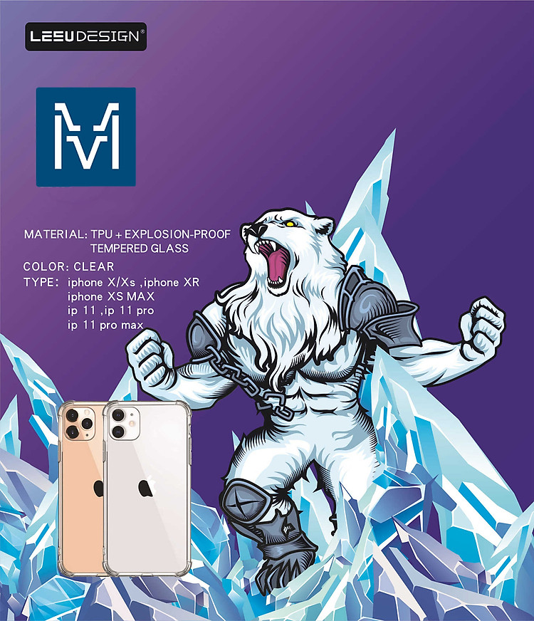 Ốp Hybrid Viền TPU Mặt Kính Cường Lực Leeu Design dành cho iPhone Xs Max _ Hàng Nhập Khẩu