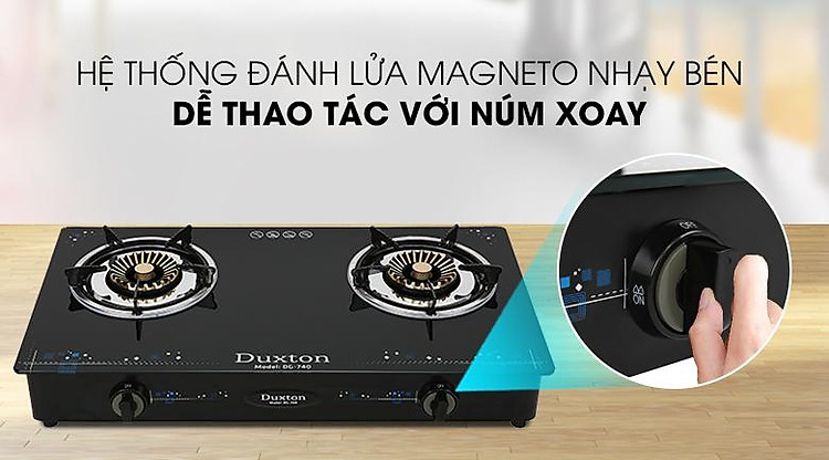 Đánh lửa Magneto tạo tia lửa nhạy - Bếp gas đôi Duxton DG-740