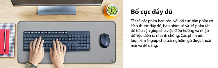 Bộ bàn phím chuột không dây Logitech MK235 Wireless (USB/đen) 2