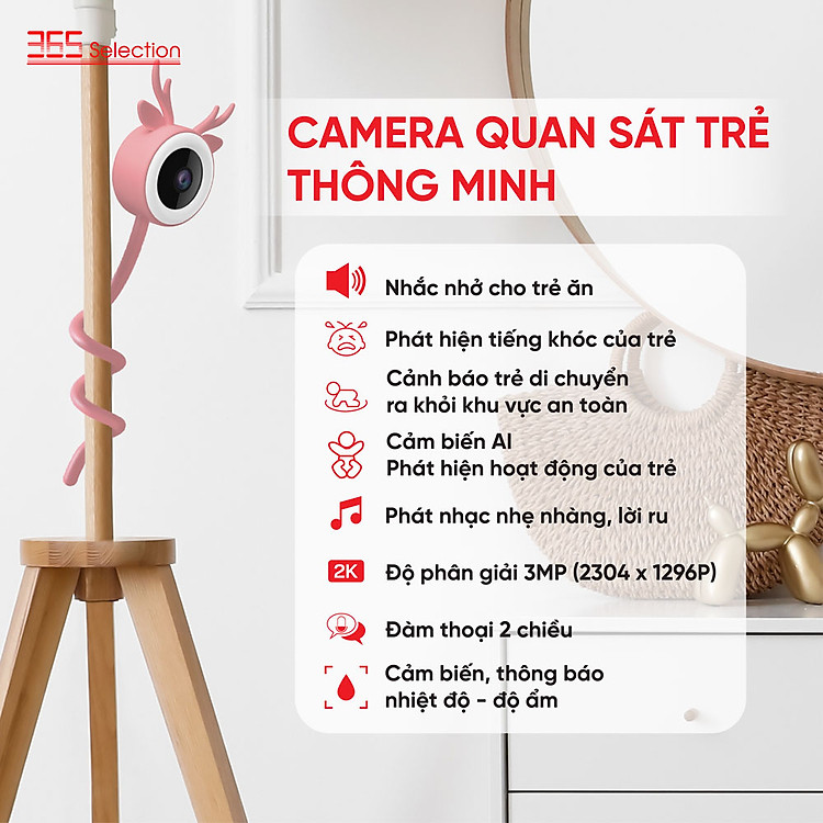 Camera trông trẻ 365 Selection PB1 3MP/2K (Baby Camera 365 Selection PB1 3MP/2K) | Thiết bị nhà thông minh số 1 Thái Lan