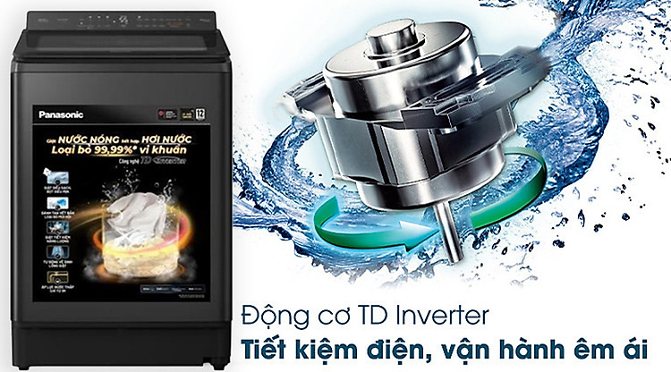 Máy giặt Panasonic Inverter 12.5 kg NA-FD125V4BV lồng đứng - Vận hành êm ái, tiết kiệm điện năng