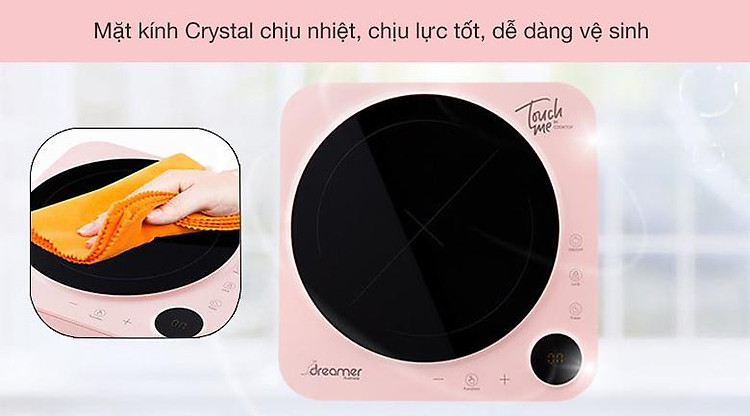 Bếp từ Dreamer DC-IH01P - Mặt kính Crystal chịu lực, chịu nhiệt tốt