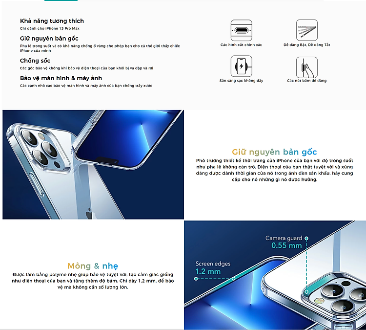 Ốp Lưng Cho iPhone 13 / 13 Pro / 13 Pro Max ESR Halo Clear Case - Hàng Nhập Khẩu