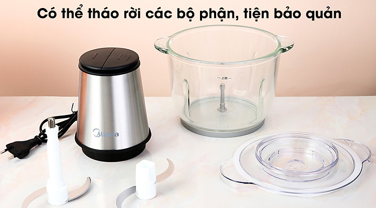 Máy xay thịt Midea MJ-BC300GS - Thân máy, nắp, lưỡi dao, cối xay có thể tháo rời giúp bảo quản, vệ sinh tiện lợi