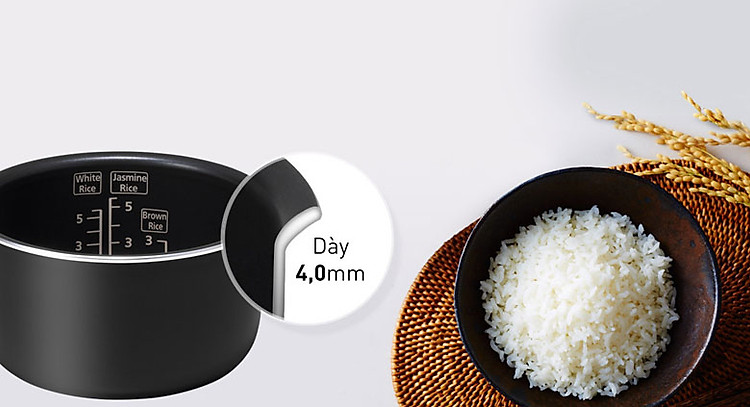 Nồi cơm điện Panasonic 1 lít SR-CP108NRAM - Lòng nồi dàu 4mm, cho cơm chín đều và giữ ấm tốt