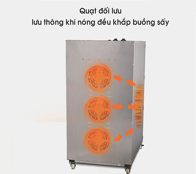 Quạt đối lưu lưu thông khí nóng đều khắp buồng sấy