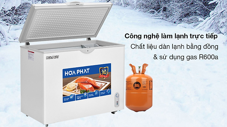 Tủ đông Hòa Phát 252 lít HPF AD6252 - Sử dụng công nghệ làm lạnh trực tiếp, dàn lạnh bằng đồng bền bỉ và gas r600a thân thiện môi trường