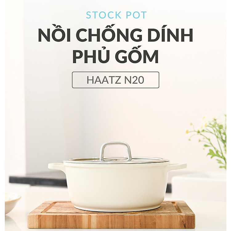 Nồi chống dính phủ gốm Haatz Hàn Quốc dung tích 2.2L size 20cm