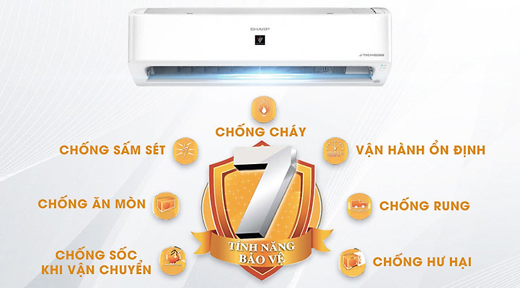 Máy lạnh Sharp Inverter 1.5 HP AH-XP13YHW - Tuổi thọ sản phẩm bền lâu nhờ trang bị 7 tính năng bảo vệ 