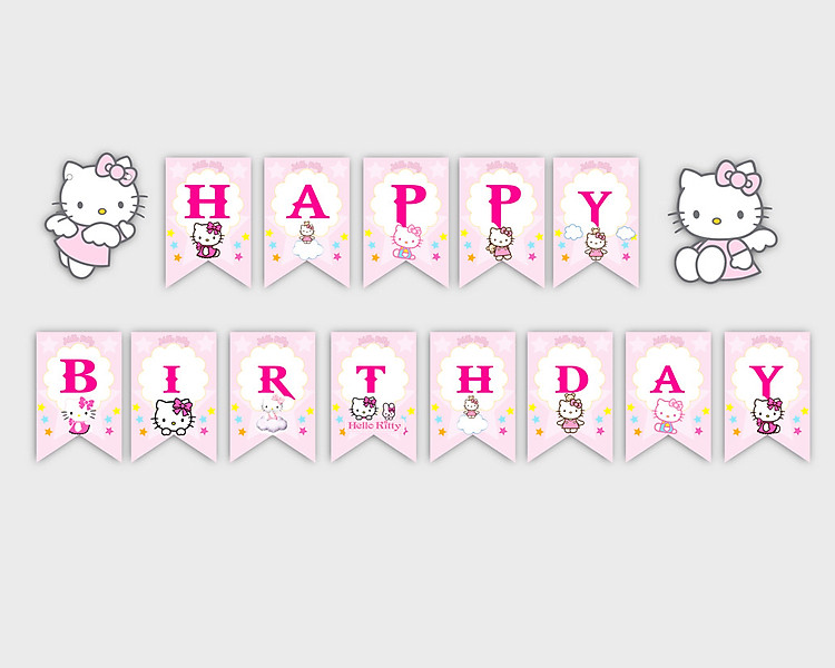 Dây chữ Happy Birthday Kitty