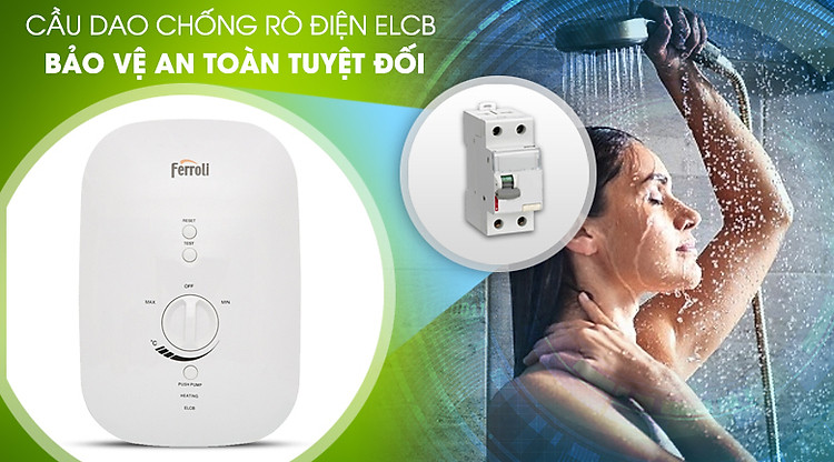 Cầu dao chống rò điện ELCB - Máy nước nóng Ferroli Divo SSP 4.5S 4500W