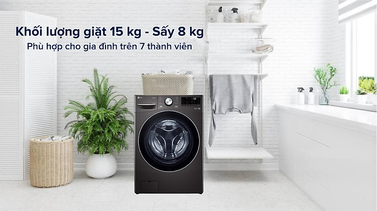 Máy giặt sấy LG Inverter 15kg F2515RTGB - Khối lượng giặt sấy