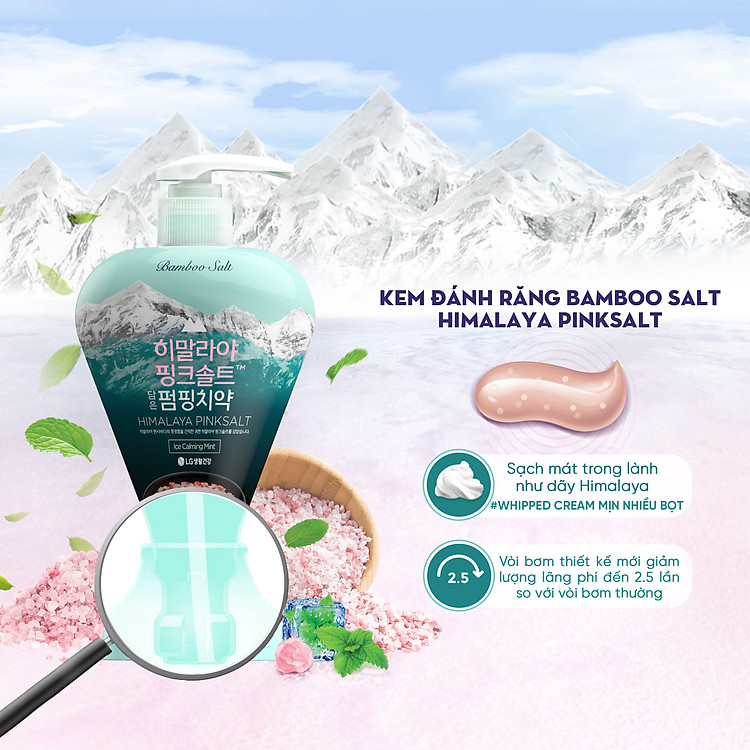 Bamboo Salt Himalaya Pinksalt Ice Calming Pumping Toothpaste 285g