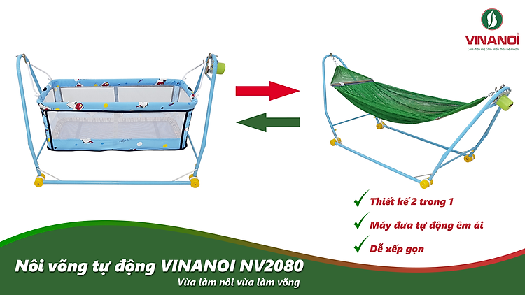 Nôi Võng Tự Động Cho Bé VINANOI NV2080 Dùng làm NÔI và VÕNG đưa tự động tiết kiệm chi phí dùng cho bé đến 5 tuổi 1