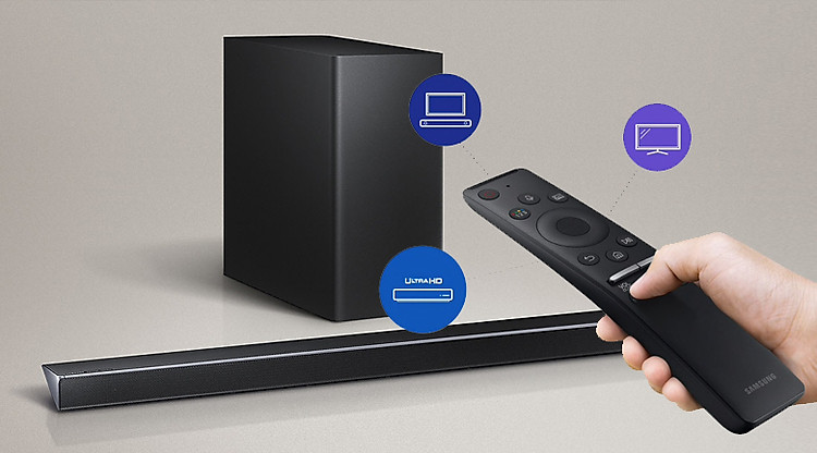 Loa thanh soundbar Samsung 3.1.2 HW-Q70R 330W - Điều khiển tối ưu với One Remote Loa thanh soundbar Samsung 3.1.2 HW-Q70R 330W - Điều khiển tối ưu với One Remote