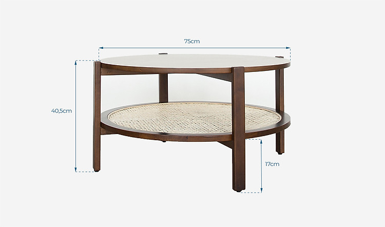Kích thước bàn trà sofa gỗ FIJI 402