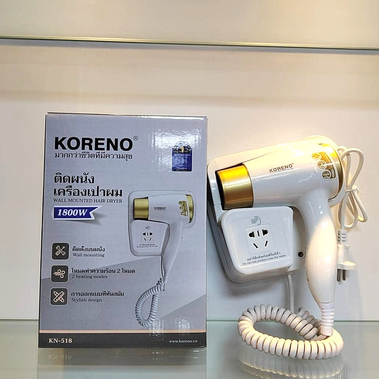 Máy sấy tóc treo tường Koreno Thái Lan KN-518 công suất 1800W