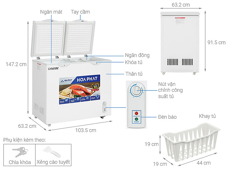 Tủ đông Hòa Phát 205 Lít HPF BD6205