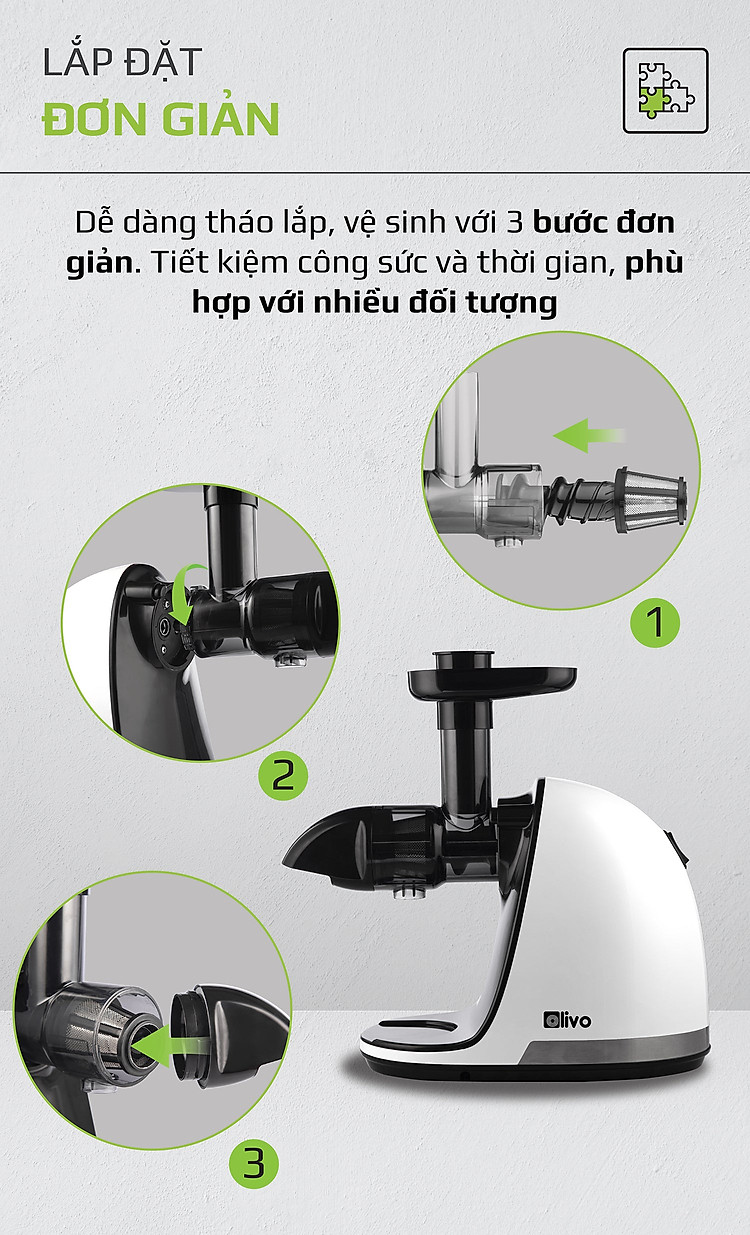 máy ép chậm olivo sj22 thương hiệu mỹ công suất 150w, ép rau không lo kẹt máy, ép kiệt bã, dễ vệ sinh - hàng chính hãng 11