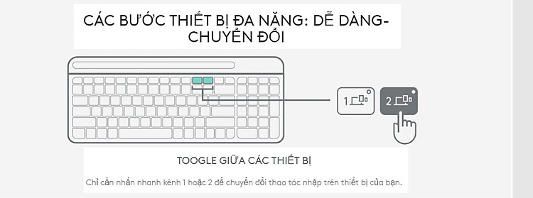Bàn phím Logitech K580 Slim Multi device - Bluetooth, USB Unifying, Kết nối đa thiết bị - Hàng Chính Hãng - Bảo Hành 12 Tháng [Lỗi 1 đổi 1]