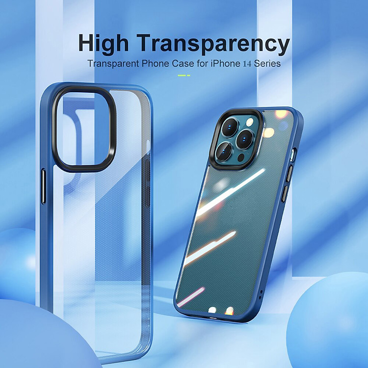 Ốp lưng chống sốc viền cao su cho iPhone 14 Plus (6.7 inch) thiết kế mặt lưng trong suốt Hiệu Rock hybrid Protective Case