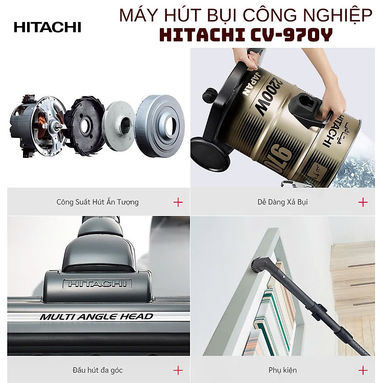 Máy hút bụi công nghiệp Hitachi CV-970Y 24CV TG xuất xứ Thái Lan
