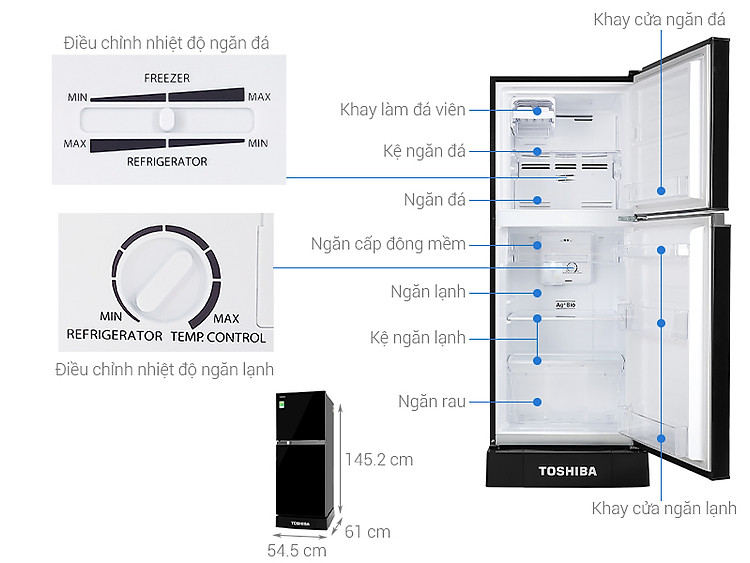 Thông số kỹ thuật Tủ lạnh Toshiba Inverter 194 lít GR-A25VM(UKG1)