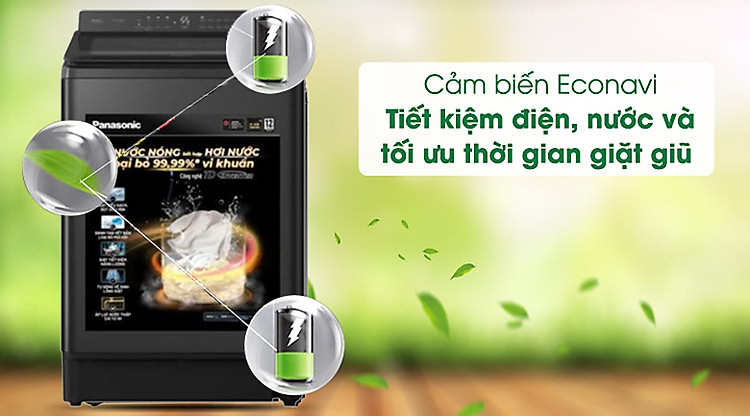 Máy giặt Panasonic Inverter 12.5 kg NA-FD125V4BV lồng đứng - Cảm biến thông minh Econavi