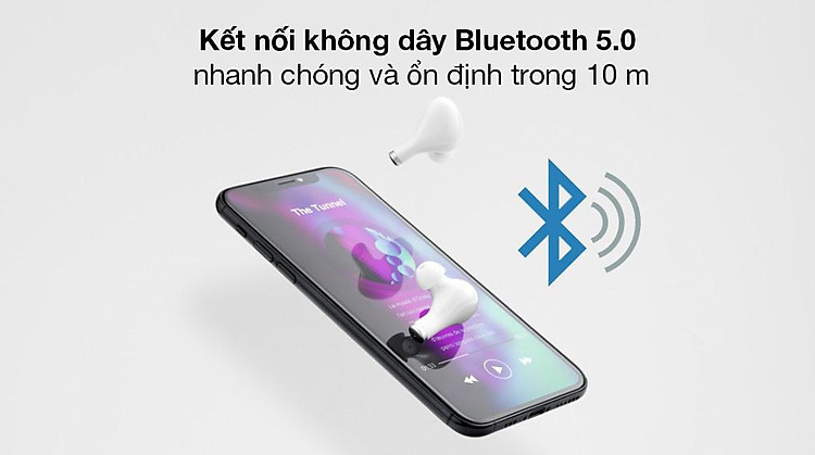 Tai nghe Bluetooth True Wireless Rapoo I300 Trắng - Trải nghiệm không dây thực tế ổn định với công nghệ Bluetooth 5.0