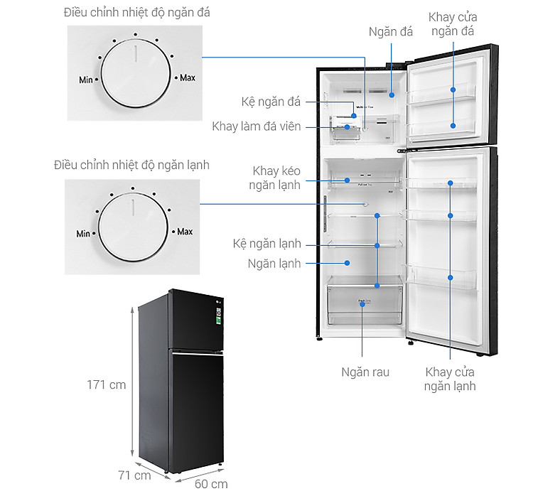 Tủ lạnh LG Inverter 335 lít GN-M332BL