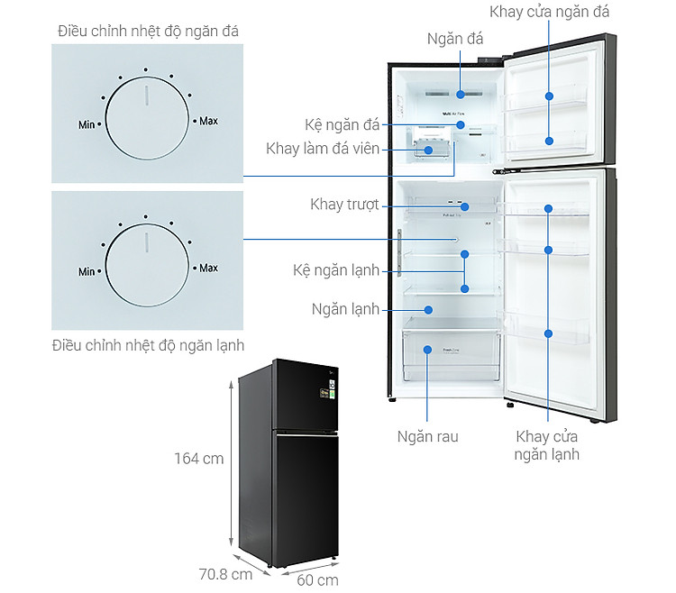 Tủ lạnh LG Inverter 315 Lít GN-M312BL