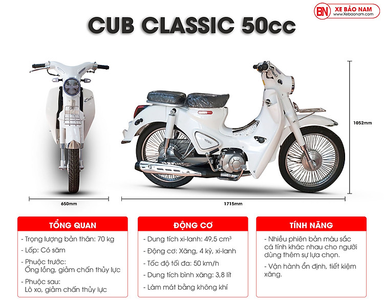 Tổng quan xe cub classic 50cc