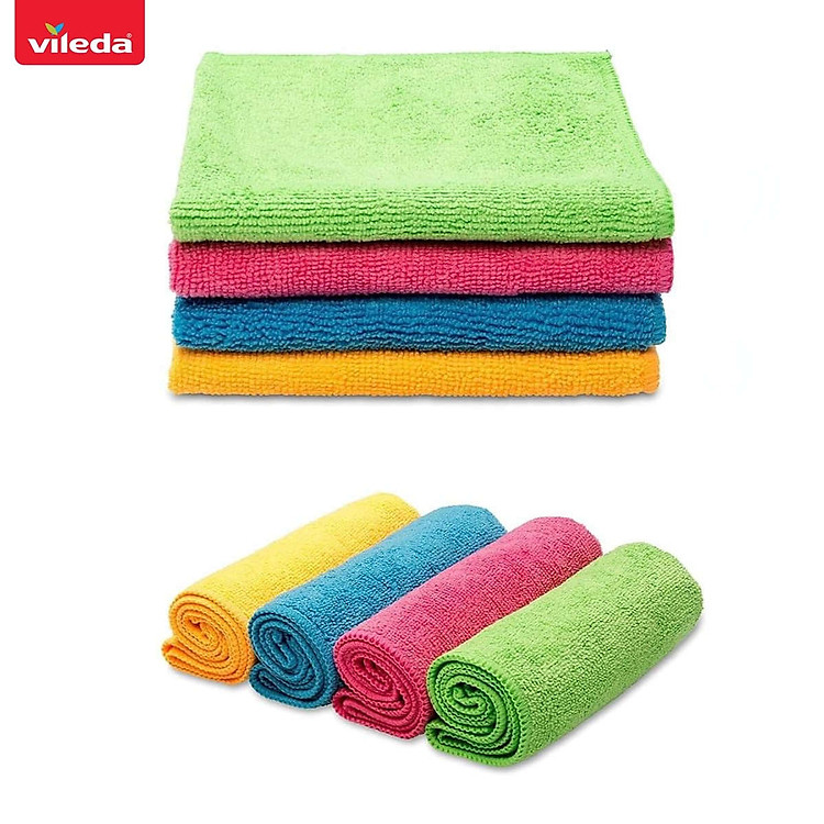 Set 4 khăn lau đa năng Vileda 4023103192577 size 30x30cm hàng Đức