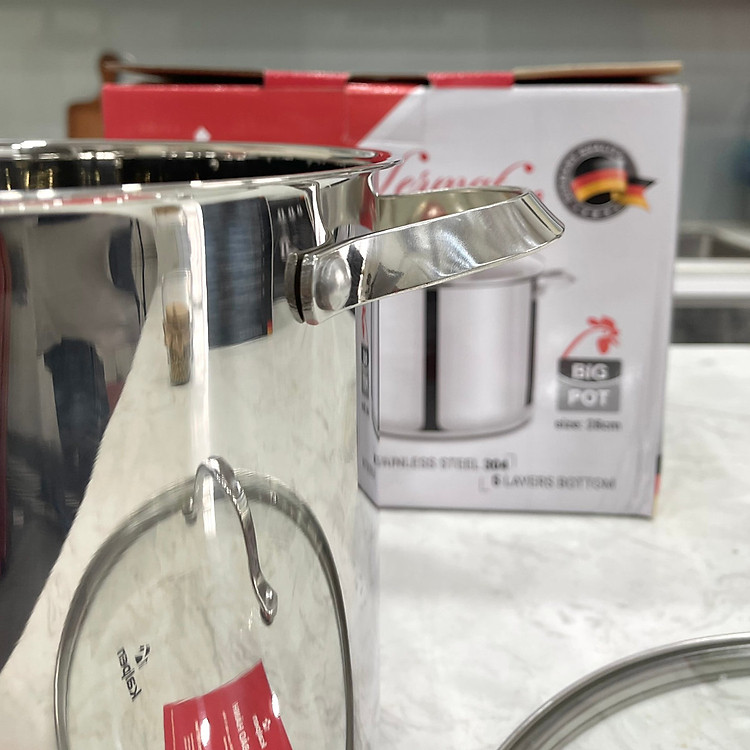 Nồi luộc gà inox 304 cao cấp 5 đáy Kalpen Lermat 28cm